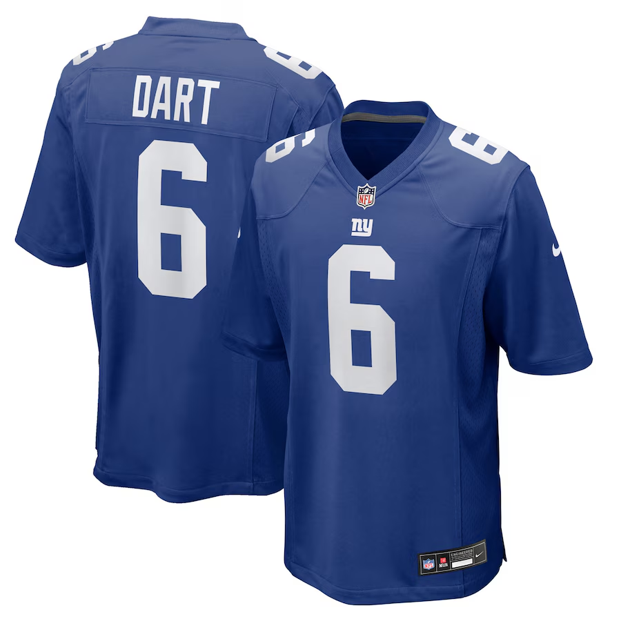 New York Giants Jaxson Dart  Royal 2025  Draft First Round Pick Game Jersey