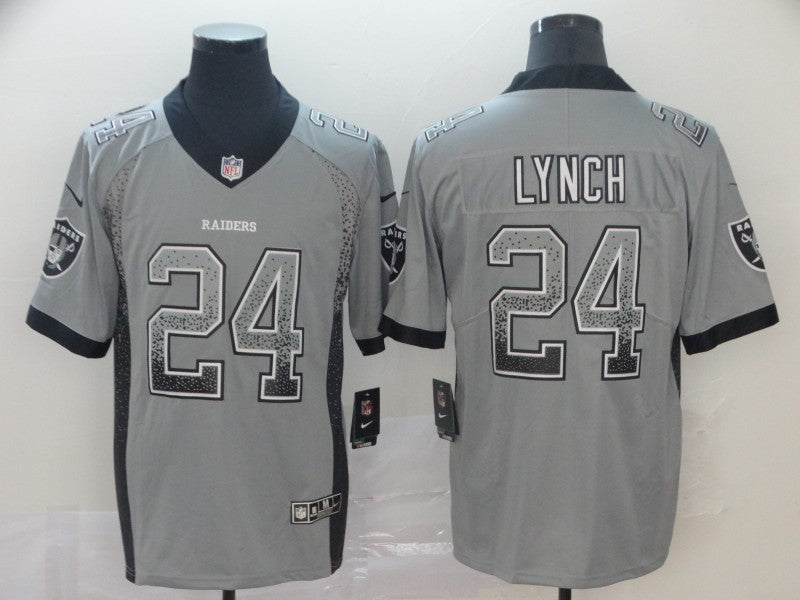 Men's Las Vegas Raiders Marshawn Lynch #24 Gray Game Player Jersey1