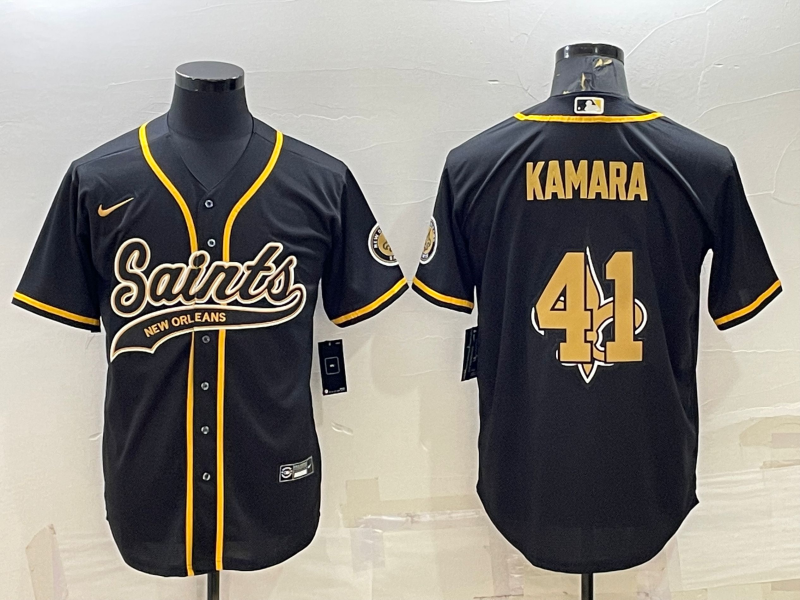 Men's New Orleans Saints Alvin Kamara Black Player Jersey Joint Edition