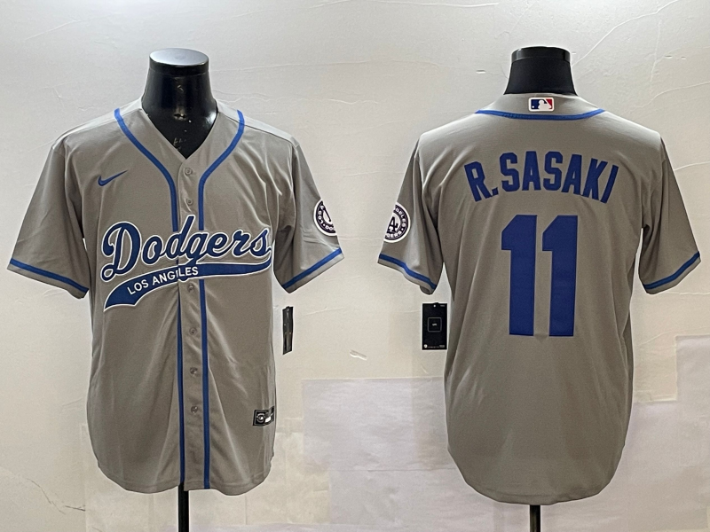 Men's Los Angeles Dodgers Roki Sasaki Gray Player Jersey