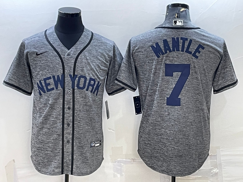 Men's New York Yankees Mickey Mantle Gray Replica Player Jersey