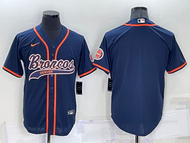 Men's Denver Broncos Navy Blank Jersey1