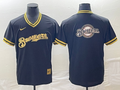 Men's Milwaukee Brewers Black Replica Team Jersey1