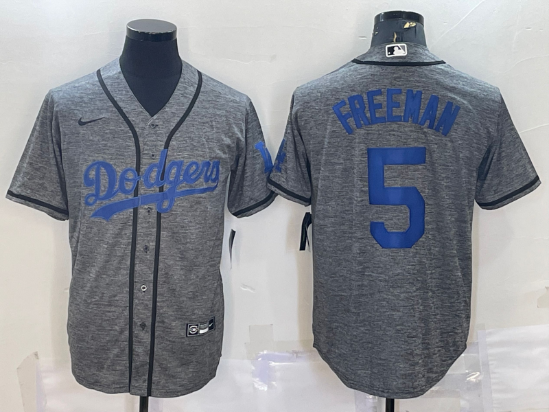 Men's Los Angeles Dodgers Freddie Freeman Gray Replica Player Jersey1