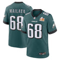 Men's Philadelphia Eagles Jordan Mailata  Midnight Green Super Bowl LIX Game Jersey