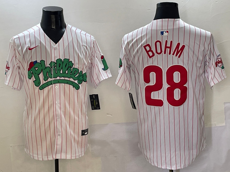 Men's Philadelphia Phillies Alec Bohm #28 White Player Jersey1