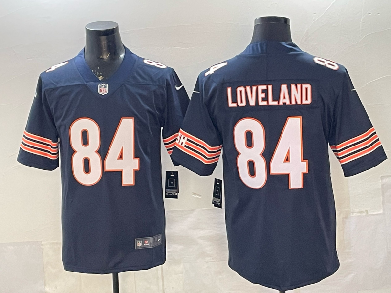 Men's Chicago Bears Colston Loveland #84 Navy 2025  Draft First Round Pick Game Jersey