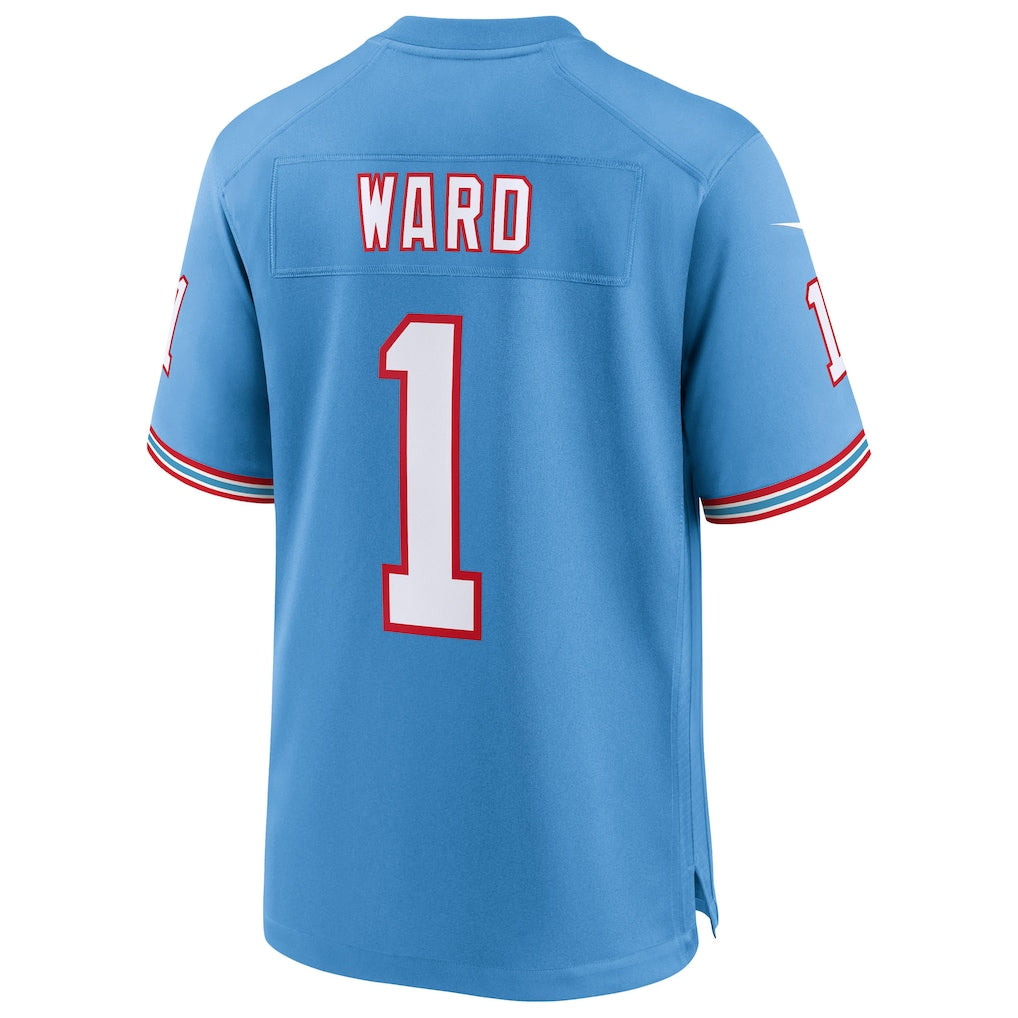 T.Titans #1 Cameron Ward Navy 2025  Draft First Round Pick Alternate Game Jersey