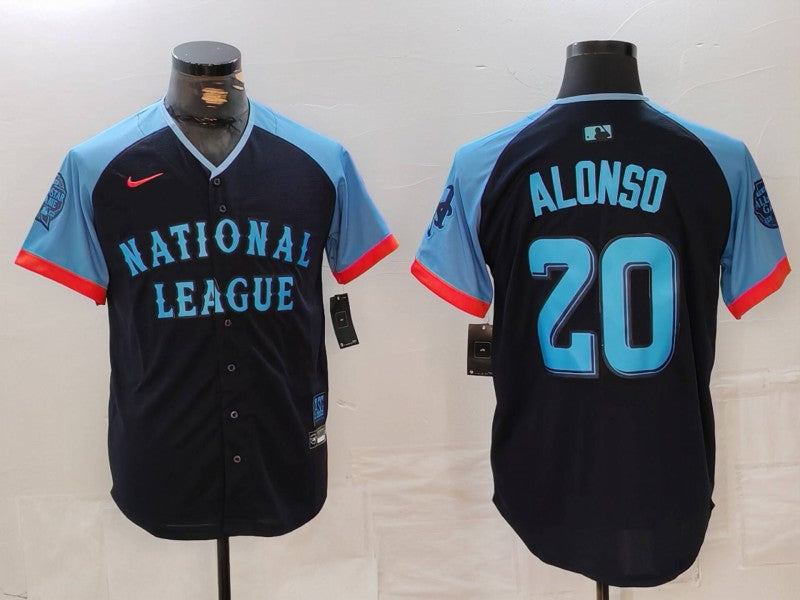 Men's National League Pete Alonso #20 Navy 2024  All-Star Game Limited Player Jersey1