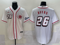 Men's Cincinnati Reds Chase Burns White 2025  Speedway Classic Home Replica Jersey