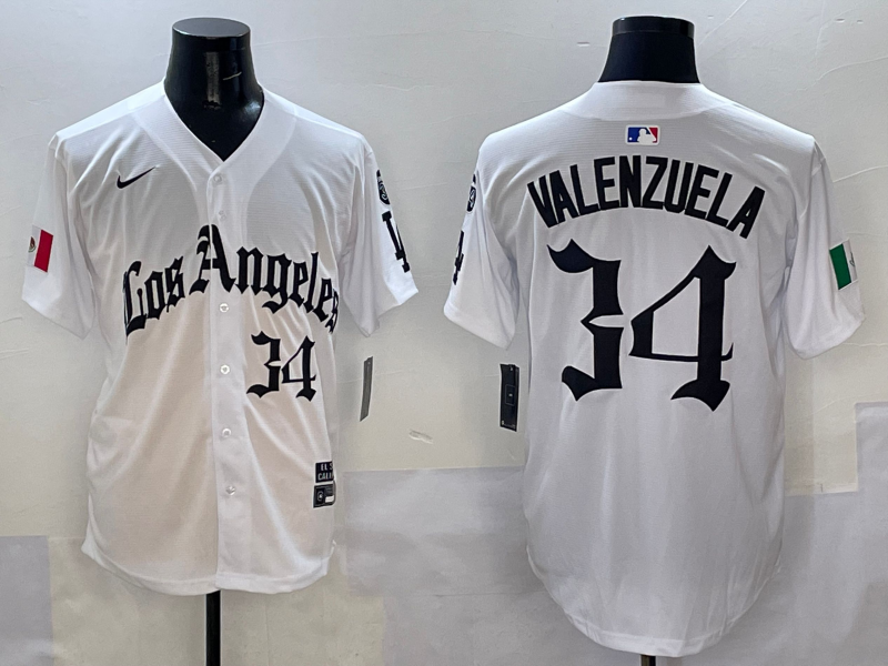 Men's Los Angeles Dodgers Fernando Valenzuela White Team Game Player Jersey