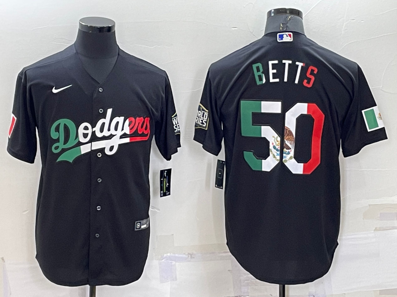 Men's Los Angeles Dodgers Mookie Betts #50 Black Stitched Baseball Jersey1