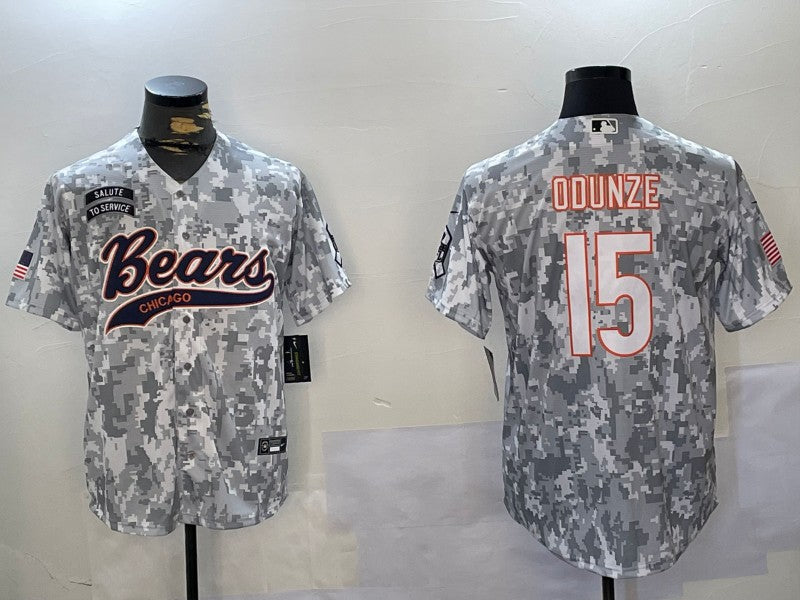 Men's Chicago Bears Rome Odunze Arctic Camo 2024 Salute to Service Player Jersey