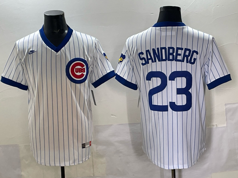 Men's Chicago Cubs1 Ryne Sandberg #23 White Stitched Jersey