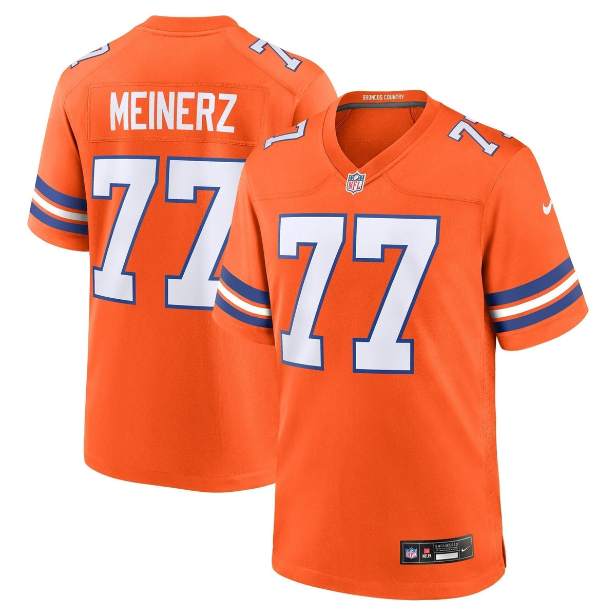 Quinn Meinerz Denver Broncos  Mile High Collection 1977 Throwback   Game Jersey - Orange