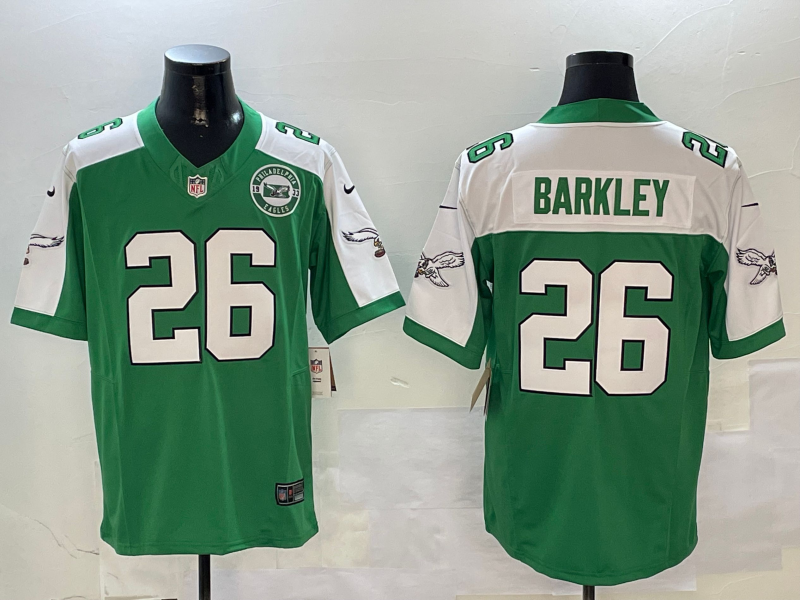 Men's Philadelphia Eagles Saquon Barkley #26 Kelly Green Alternate Player Game Jersey1