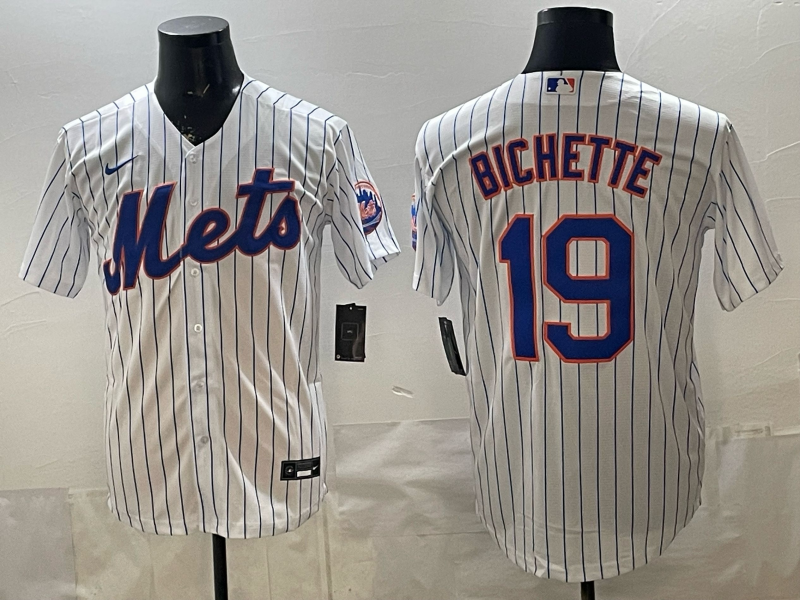 Men's New York Mets Bo Bichette #19 White Home Replica Jersey