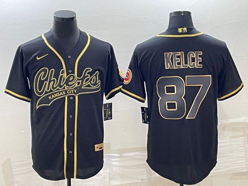 Men's Kansas City Chiefs Travis Kelce Black Player Jersey Joint Edition