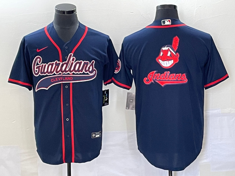 Men's Cleveland Guardians Navy Alternate Official Replica Jersey1