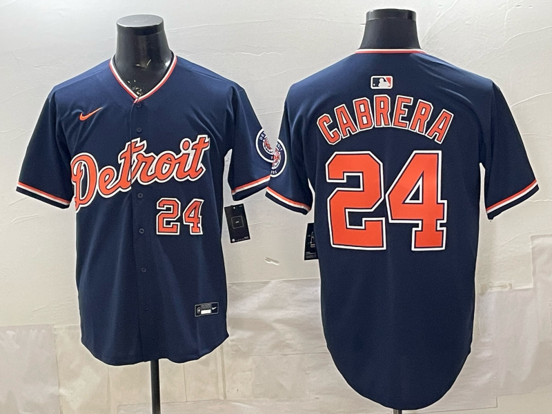 Men's Detroit Tigers Miguel Cabrera #24 Navy Alternate Stadium Jersey