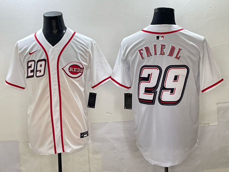 Men's Cincinnati Reds TJ Friedl #29 White 2025  Speedway Classic Home Replica Jersey