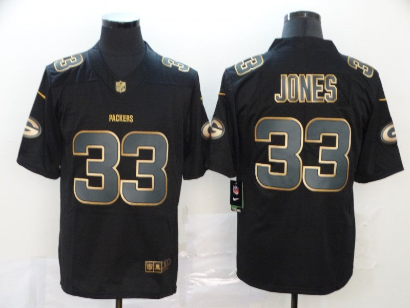 Men's Green Bay Packers Aaron Jones #33 Black Game Jersey1