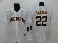 Men's Milwaukee Brewers Christian Yelich  White Player Sewn Jersey
