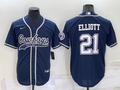 Men's Dallas Cowboys Ezekiel Elliott Navy Game Jersey Joint Edition