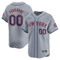 Men's New York Mets1 Gray Away Limited Custom Jersey