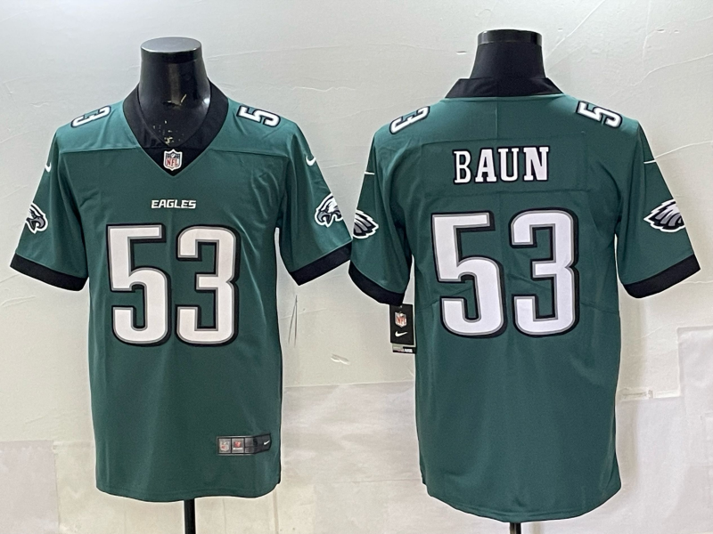 Men's Philadelphia Eagles Caleb Baun #53 Midnight Green Game Player Jersey