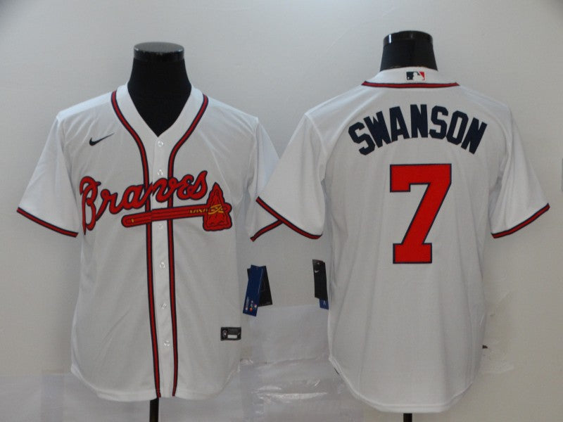 Men's Atlanta Braves Dansby Swanson White Replica Player Jersey