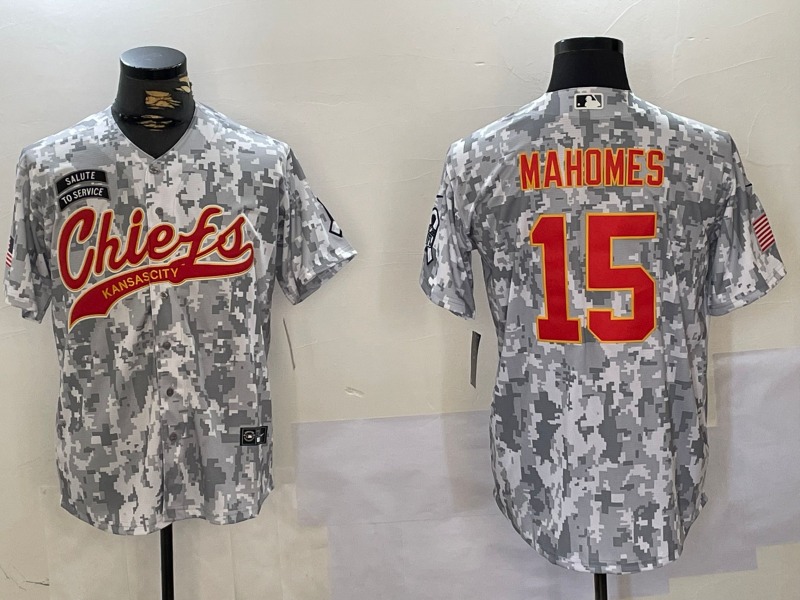 Men's Kansas City Chiefs Patrick Mahomes Arctic Camo Salute to Service Limited Jersey