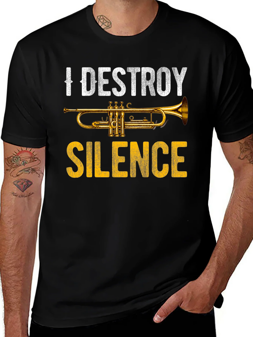 I Destroy Silence Trumpet Graphic Tee - Music Lover