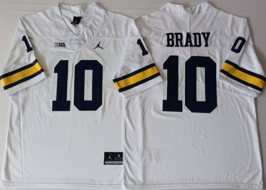 Men's Michigan Wolverines Tom Brady #10 White Alumni Player Game Jersey