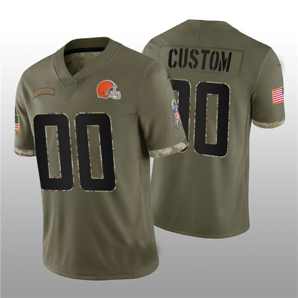 Custom1 Cleveland Browns ACTIVE PLAYER 2022 Olive Salute To Service Limited Stitched Jersey1 Football Jerseys