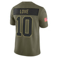 GB. Packers #10 Jordan Love Olive 2025 Salute to Service Limited Jersey