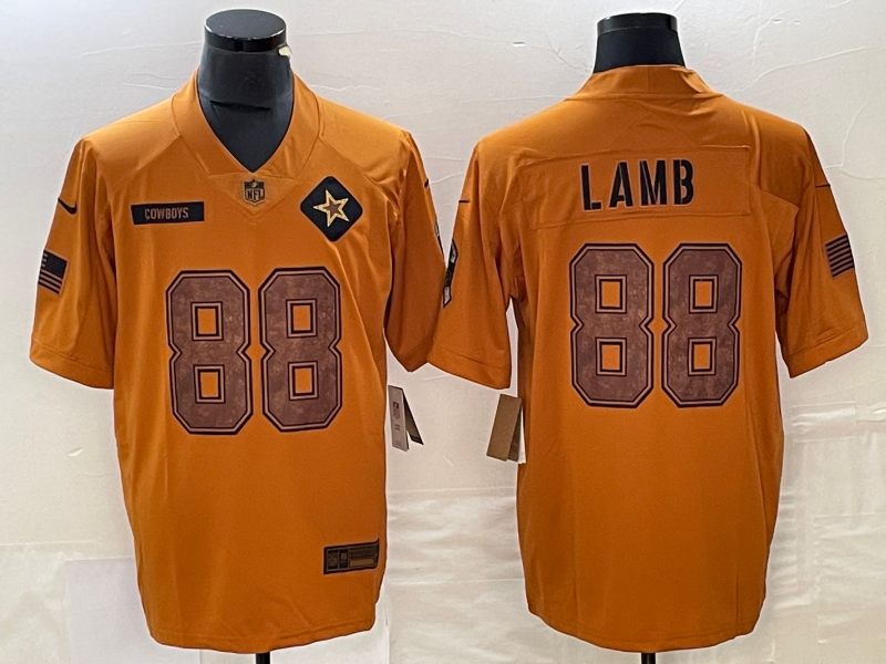 Men's Dallas Cowboys CeeDee Lamb Brown 2023 Salute To Service Limited Jersey