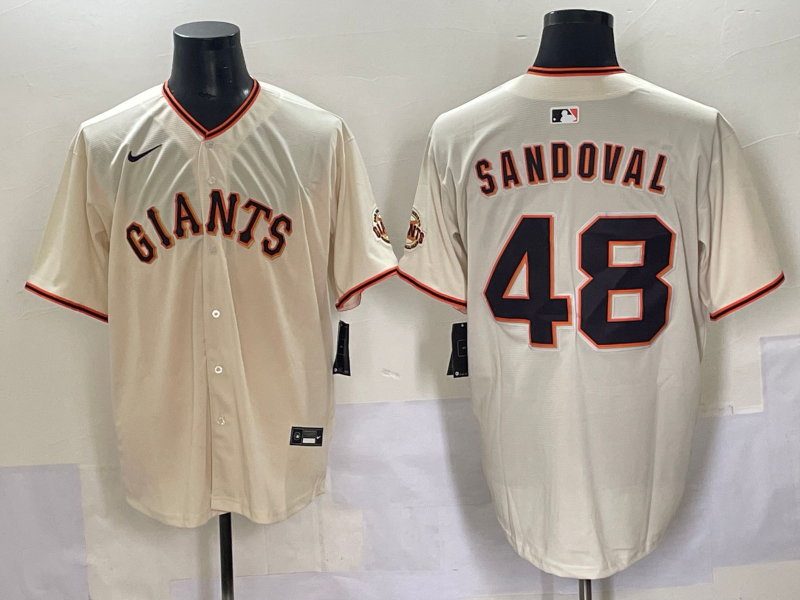 Men's San Francisco Giants Pablo Sandoval Cream Home Replica Player Jersey