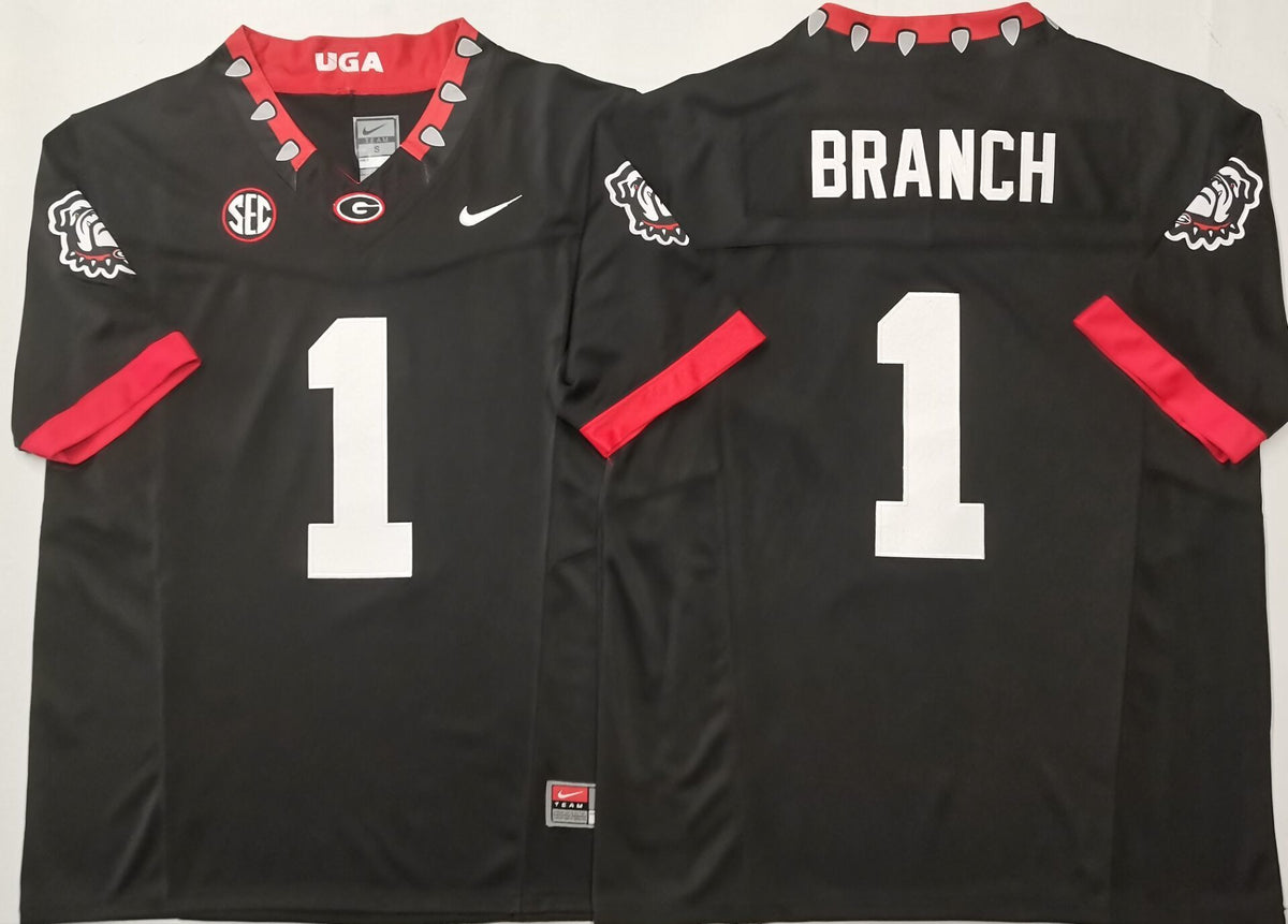 Men's Georgia Bulldogs Zachariah Branch Black Player Game Jersey