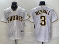 Men's San Diego Padres Jackson Merrill #3 White Home Replica Player Jersey1