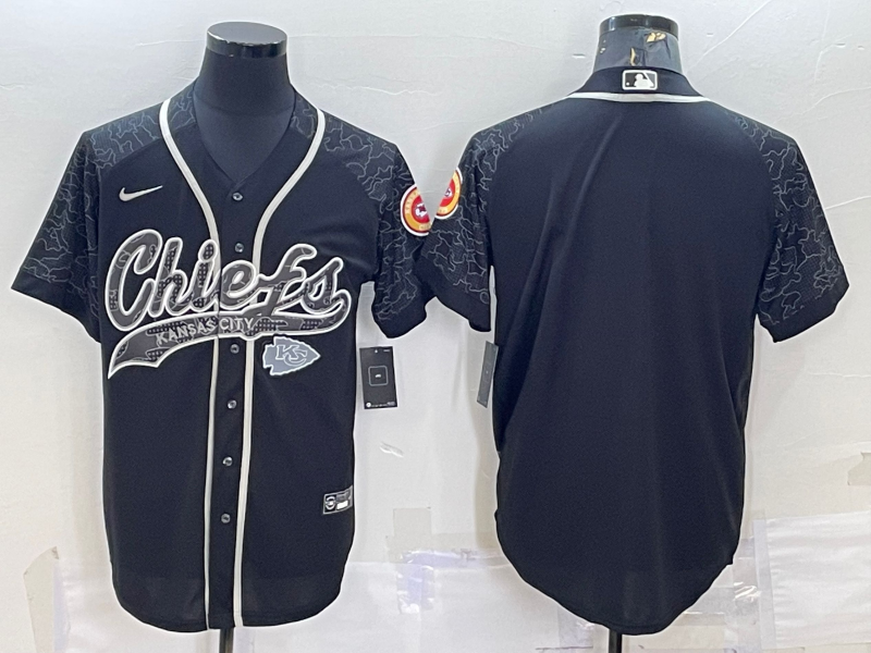 Men's Kansas City Chiefs Black RFLCTV Limited Blank Jersey1