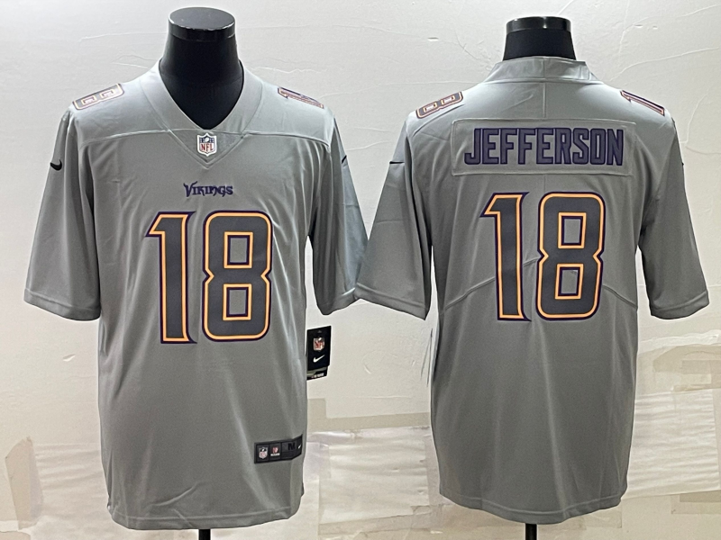 Men's Minnesota Vikings Justin Jefferson Gray Atmosphere Fashion Game Jersey