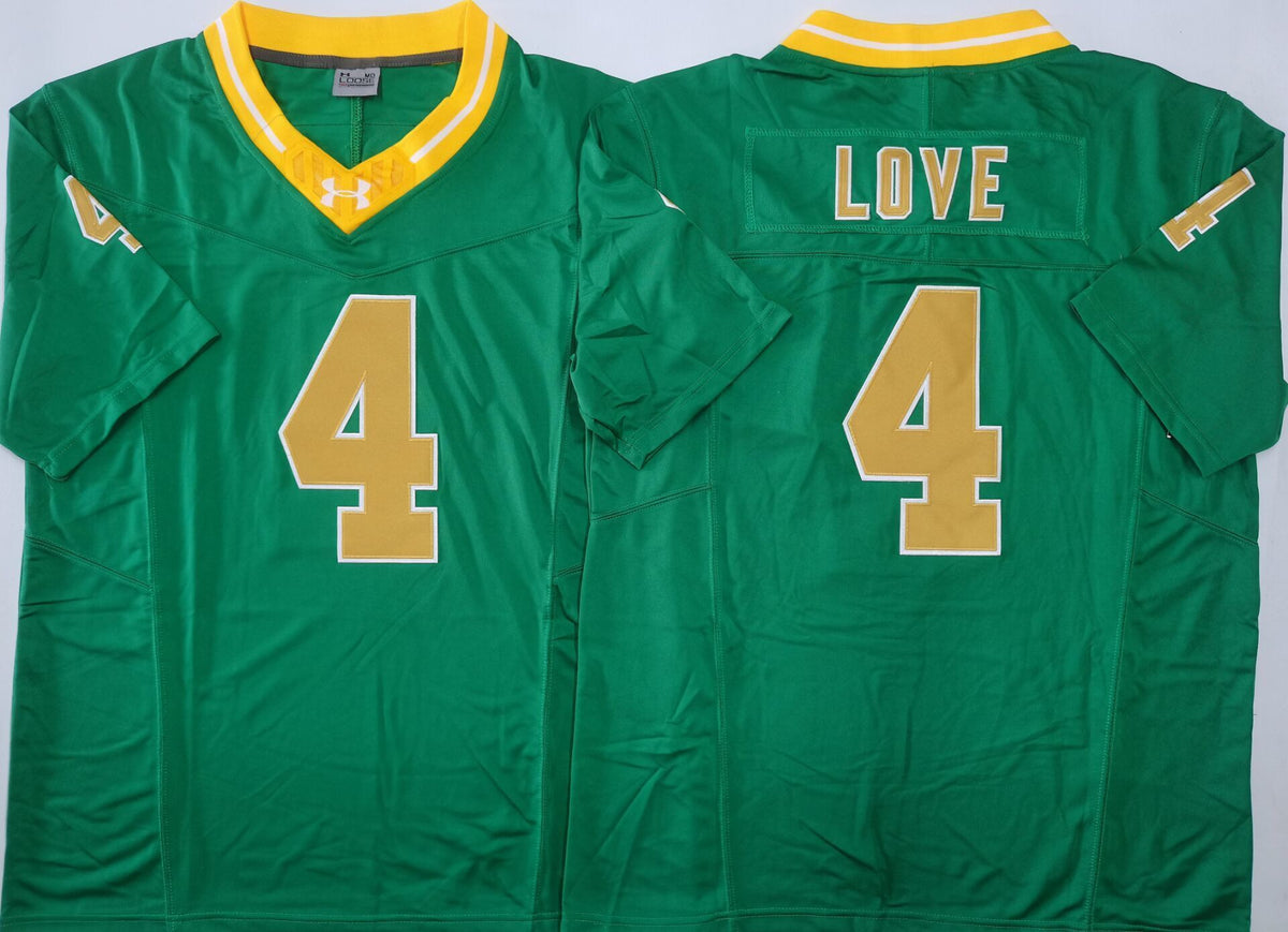 Men's Norte Dame Fighting Irish Jeremiyah Love #4 Green Player Game Jersey