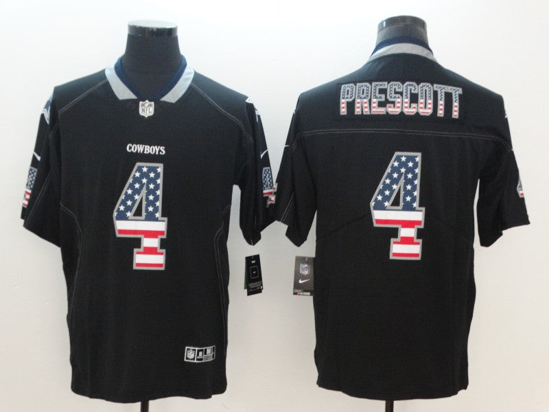 Men's Dallas Cowboys Dak Prescott #4 Black Game Team Jersey1
