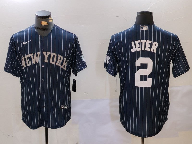 Men's New York Yankees Derek Jeter #2 Navy Player Jersey1
