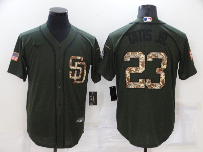 Men's San Diego Padres Fernando Tatis Jr. #23 Army Green Stitched Jersey1