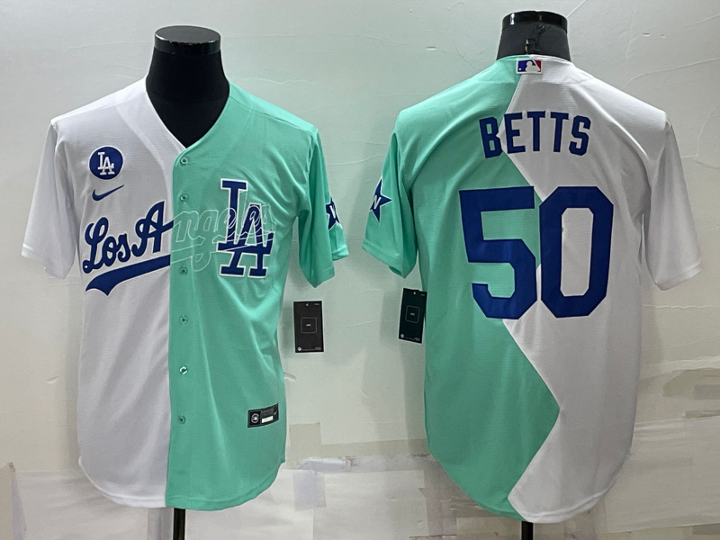 Men's Los Angeles Dodgers Mookie Betts White/Green Replica Baseball Jersey