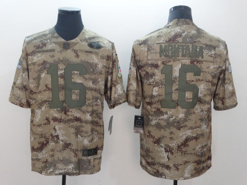 Men's San Francisco 49ers Joe Montana #16 Camouflage Game Jersey1