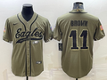 Men's Philadelphia Eagles A.J. Brown Olive 2022 Salute To Service Limited Jersey Joint Edition