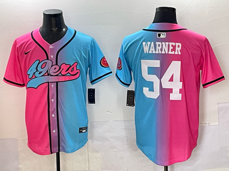 Men's San Francisco 49ers Fred Warner Pink/Blue Game Jersey